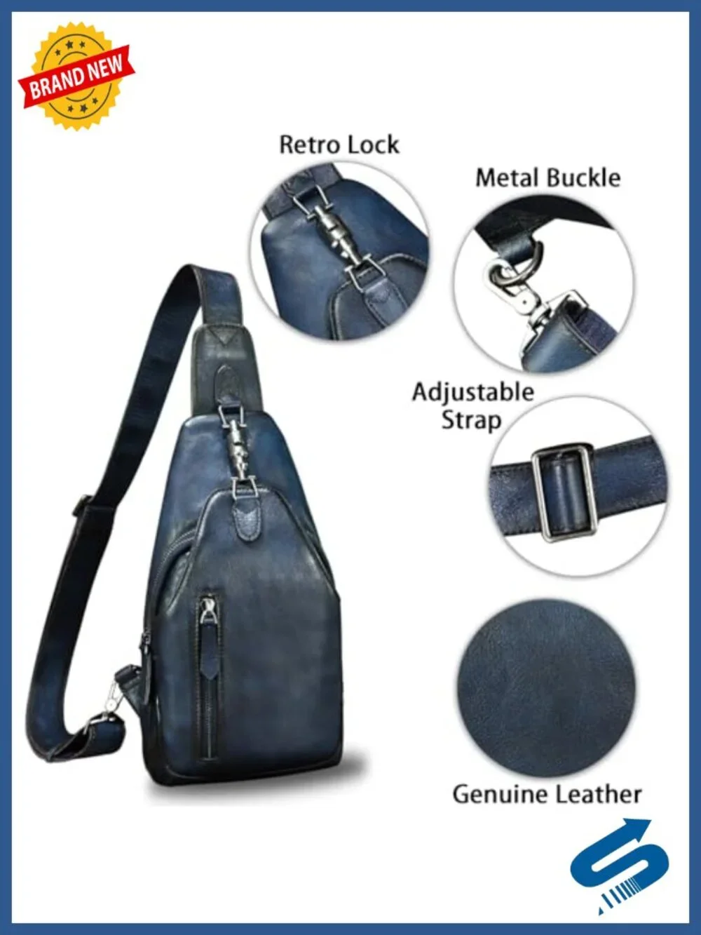 Genuine Leather Sling Bag Vintage Handmade Backpack Crossbody Chest Purse
